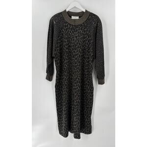 Leigh Karmitz for Periphery Vintage Night Dress Womens XL Brown Leopard Sequins